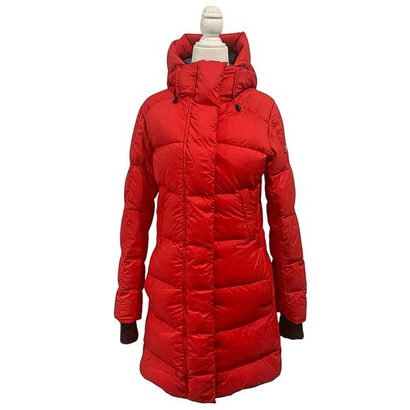 Canada Goose Allston Red Packable Hooded Puffer Jacket XS Mid Length Coat - Picture 2 of 13
